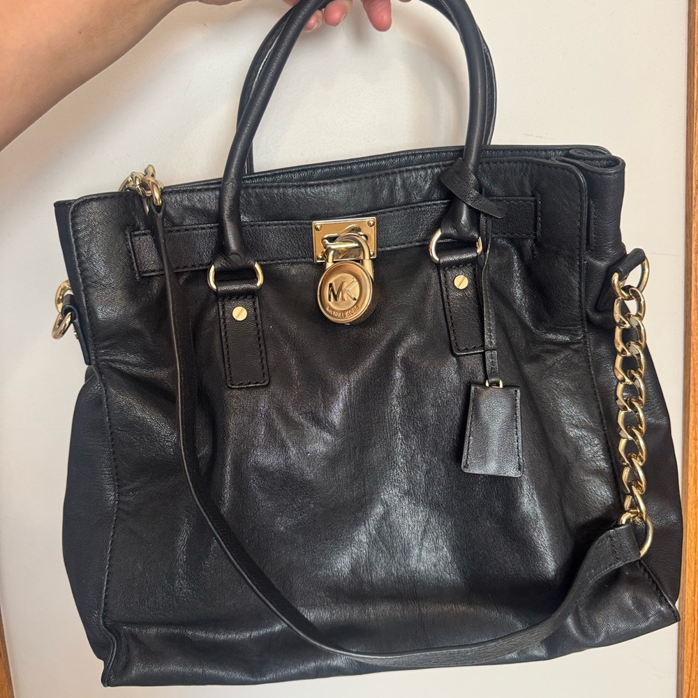 Black Leather Michael kors Handbag